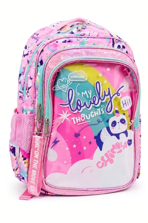 Kız Çocuk İlkokul Sırt Çantası Panda Pembe 3 Bölmeli Ortopedik Matara Cepli A4 Uyumlu 42x30x15cm