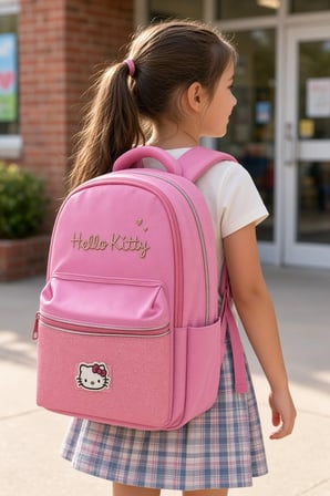 Kız Çocuk İlkokul Sırt Çantası Hello Kitty Pembe 3 Bölmeli Ayarlanabilir Askılı 39x29x15 cm