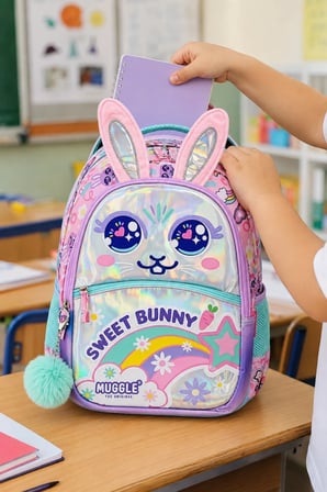 Tavşan Kulaklı Sweet Bunny Pembe İlkokul Okul Çantası 37 x 25 x 15 cm