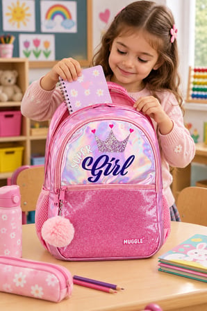 Super Girl Kraliçe Queen İlkokul Okul Çantası Çocuk Sırt Çantası Günlük Kullanım 39 x 28 x 14 cm