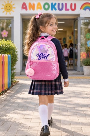 Super Girl Kraliçe Queen İlkokul Okul Çantası Çocuk Sırt Çantası Günlük Kullanım 39 x 28 x 14 cm