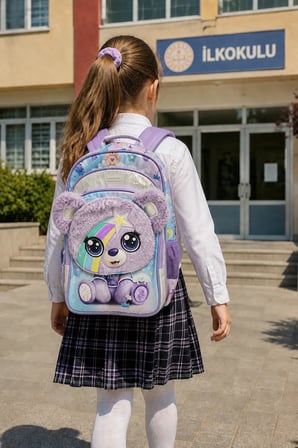 Sevimli Yavru Ayı Cute Cub Bear İlkokul Okul Çantası Öğrenci Sırt Çantası 42 x 30 x 19