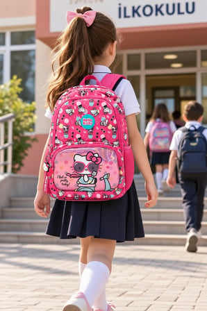 Hello Kitty Kız Çocuk İlkokul Çantası Pembe Günlük Kullanıma Uygun Sırt Çantası 42 x 27 x 15 cm