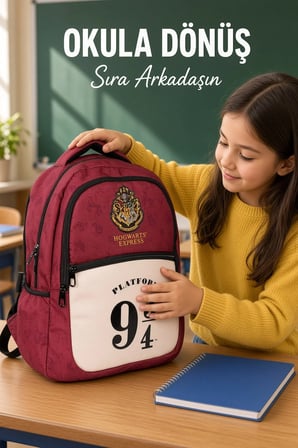 Harry Potter Hogwarts İlkokul Çantası Çocuk Sırt Çantası Günlük Okul Kullanımı 45 x 28 x 14