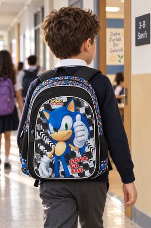Unisex Sonic Mavi Kirpi İlkokul Okul Çantası Çocuk Öğrenci Sırt Çantası Günlük 35 x 26 x 14