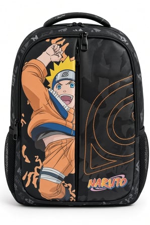 Naruto Yazılı Siyah İlkokul Okul Çantası Çocuk Sırt Çantası Öğrenci Çantası 45 x 30 x 10 cm