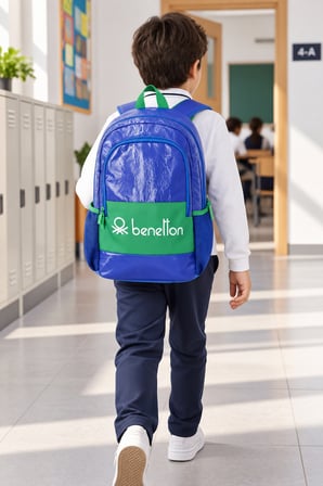 Benetton İlkokul Okul Çantası Çocuk Öğrenci Sırt Çantası Okul Kullanımı 50 x 30 x 10 cm