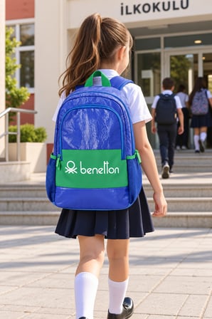 Benetton İlkokul Okul Çantası Çocuk Öğrenci Sırt Çantası Okul Kullanımı 50 x 30 x 10 cm