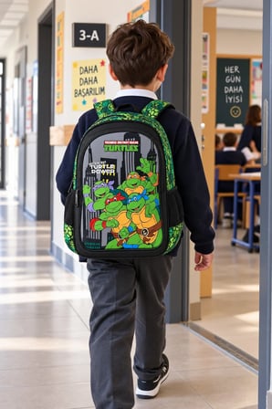 Ninja Kaplumbağalar Turtles Okul Çantası İlkokul Öğrenci Sırt Çantası 40 x 25 x 17