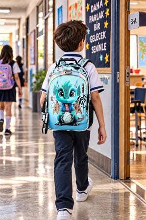 Ejderha Cute Dragon İlkokul Okul Çantası Çocuk Öğrenci Sırt Çantası Günlük Kullanım 43 x 28 x 18