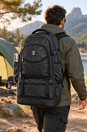 Cakard Siyah 60 L Körüklü Dağcı Sırt Çantası Outdoor Trekking 63x37x21 cm