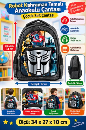 Transformers Optimus Prime Anaokulu Okul Çantası Çocuk Sırt Çantası Günlük Kullanım 34 x 27 x 10