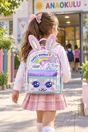 Tavşan Bunny Anaokulu Okul Çantası Çocuk Sırt Çantası Okul Öncesi Günlük Kullanım 31 x 22 x 9