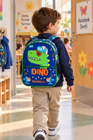 Cool Dinozor Lüks Anaokulu Okul Çantası Çocuk Sırt Çantası Okul Öncesi Kullanım 32 x 24 x 8