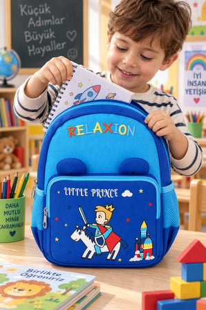 Küçük Prens Little Prince Anaokulu Okul Çantası Lüks Kulaklı Çocuk Sırt Çantası 30 x 23 x 11 cm