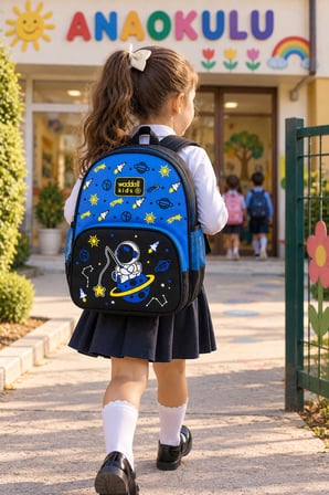 Astronot Uzay Roket Lüks Anaokulu Okul Çantası Sırt Çantası Günlük Kullanım 33 x 25 x 13 cm