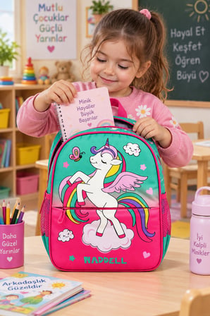 Cool Unicorn Lüks Anaokulu Okul Çantası Çocuk Sırt Çantası Okul Öncesi Kullanım 32 x 24 x 8 cm
