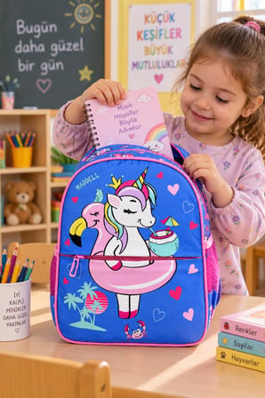 Unicorn Flamingo Lüks Anaokulu Okul Çantası Çocuk Sırt Çantası Günlük Kullanım 32 x 24 x 8 cm
