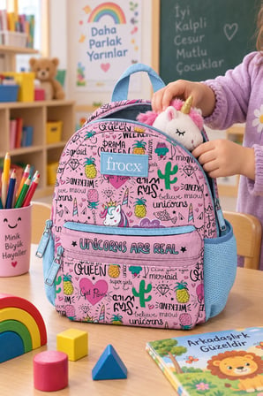 Unicorn Flamingo Anaokulu Okul Çantası Çocuk Sırt Çantası Günlük Okul Kullanımı 32 x 22 x 15 cm