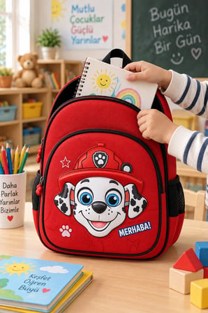 Paw Patrol Marshall Anaokulu Okul Çantası Kabartmalı Çocuk Sırt Çantası Günlük 35 x 25 x 10 cm