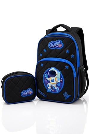 Yarasa Astronot İlkokul Okul Çantası Beslenme Çantası Sırt Çantası 2'li Set 36 x 28 x 20 cm