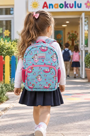 Kalp Unicorn Anaokulu Okul Çantası Çocuk Öğrenci Sırt Çantası Günlük Kullanım 30 x 22 x 13 cm