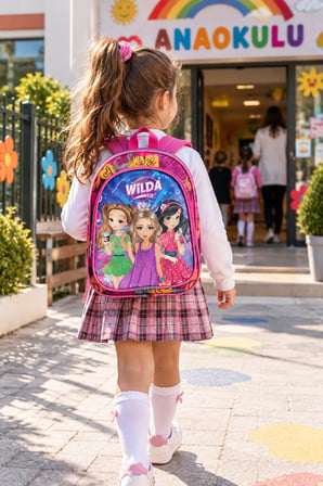 Wilda Girl Anaokulu Okul Çantası Çocuk Sırt Çantası Günlük Okul Kullanımı 30 x 22 x 13 cm