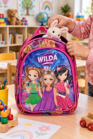 Wilda Girl Anaokulu Okul Çantası Çocuk Sırt Çantası Günlük Okul Kullanımı 30 x 22 x 13 cm
