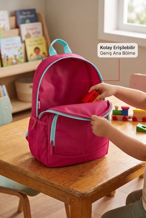 Pembe Anaokulu Okul Çantası Çocuk Sırt Çantası Okul Öncesi Günlük Kullanım 34 x 25 x 10 cm