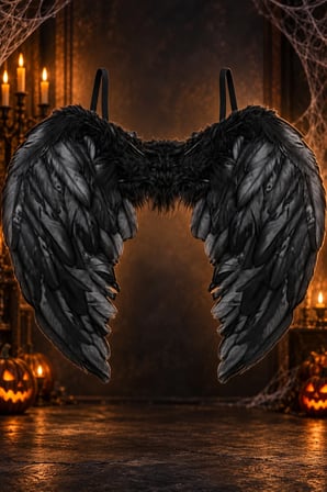 Siyah Melek Kanadı Büyük Yumuşak Tüylü Halloween Cadılar Bayramı Parti Kostüm Aksesuarı 60x45 Cm