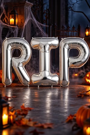 Halloween RIP Gümüş Folyo Balon 3 Harf Set Her Harf 100 cm Cadılar Bayramı Parti Süsü