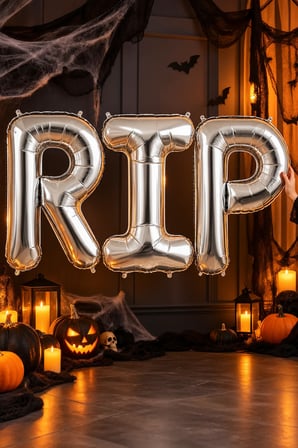Halloween RIP Gümüş Folyo Balon 3 Harf Set Her Harf 100 cm Cadılar Bayramı Parti Süsü