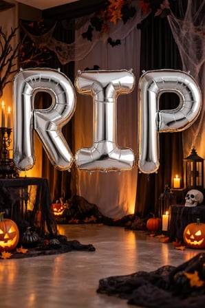 Halloween RIP Gümüş Folyo Balon 3 Harf Set Her Harf 100 cm Cadılar Bayramı Parti Süsü