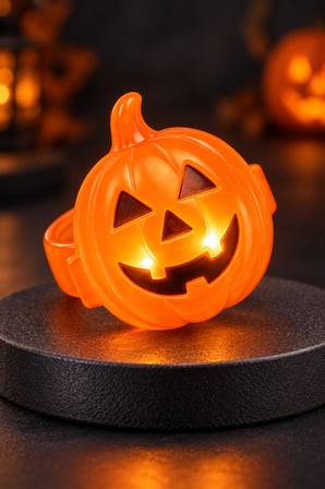 Işıklı Balkabağı Yüzük Halloween Cadılar Bayramı Turuncu Kabak Figürlü Parti Kostüm Aksesuarı