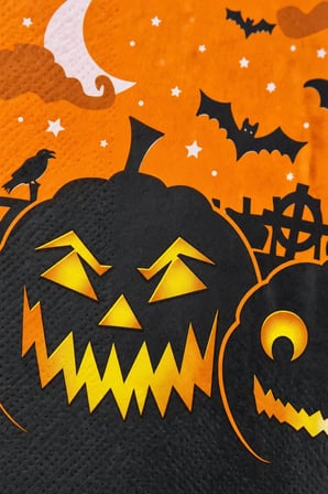 Halloween Cadılar Bayramı Balkabağı Desenli Dekorlu Parti Peçetesi 20'li Turuncu Siyah 33x33 cm
