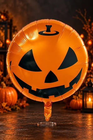 Halloween Cadılar Bayramı Balkabağı Yüzlü Folyo Balon 45 cm 18 İnç Turuncu Yuvarlak Parti Süsü