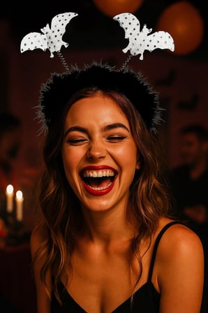 Cadılar Bayramı Beyaz Pullu Yarasa Taç