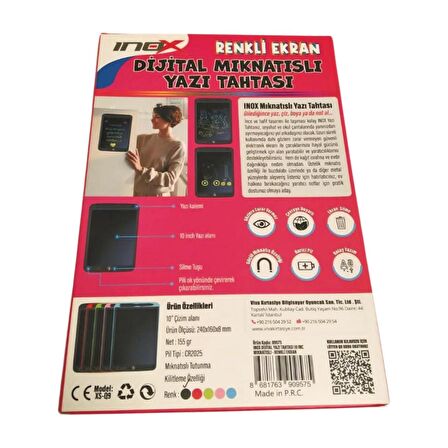 Inox Dijital Yazı Tahtası 10inc Mıknatıslı Pembe