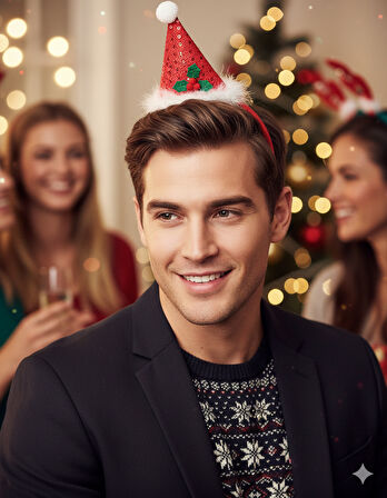 Pullu Yapraklı Dolgulu Yılbaşı Şapka Tacı – Parti ve Yeni Yıl Aksesuarı