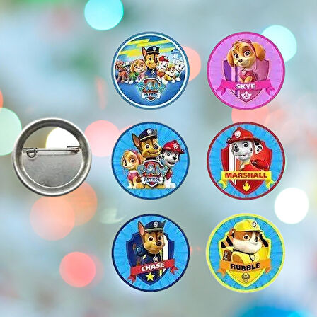 Lisanslı Yaka çanta rozeti PAW PATROL 6LI