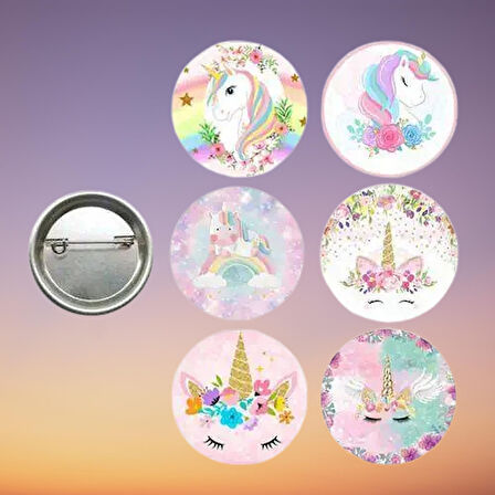 Lisanslı Yaka çanta rozeti UNİCORN 6LI