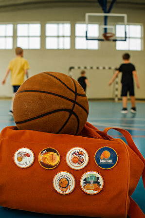 Lisanslı Yaka çanta rozeti BASKETBAL 6LI