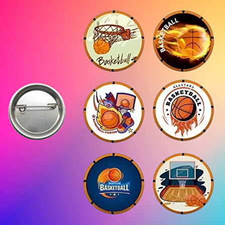 Lisanslı Yaka çanta rozeti BASKETBAL 6LI