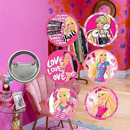 Lisanslı Yaka çanta rozeti BARBİE 6LI