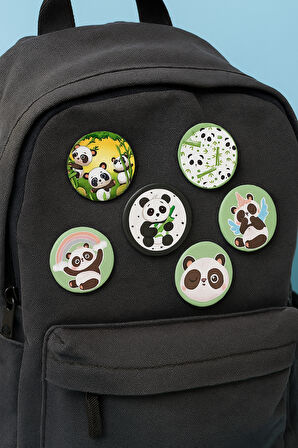Lisanslı Yaka çanta rozeti PANDA 6LI