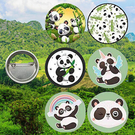 Lisanslı Yaka çanta rozeti PANDA 6LI