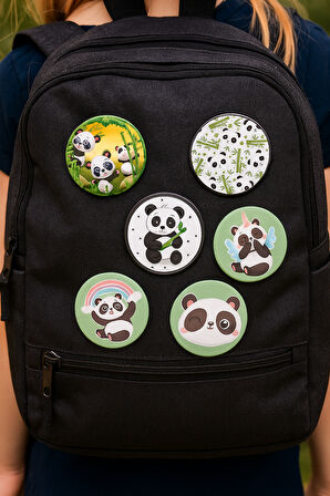 Lisanslı Yaka çanta rozeti PANDA 6LI