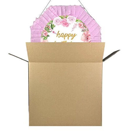 Happy Birthday Pinyata Pembe Güllü 42cm + Sopası