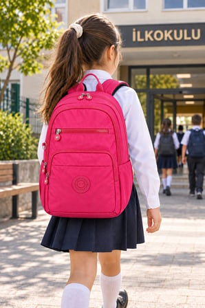 Pembe İlkokul Okul Çantası Çocuk Sırt Çantası Spor ve Günlük Kullanım 40 x 30 x 15 cm