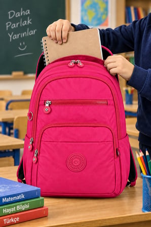 Pembe İlkokul Okul Çantası Çocuk Sırt Çantası Spor ve Günlük Kullanım 40 x 30 x 15 cm